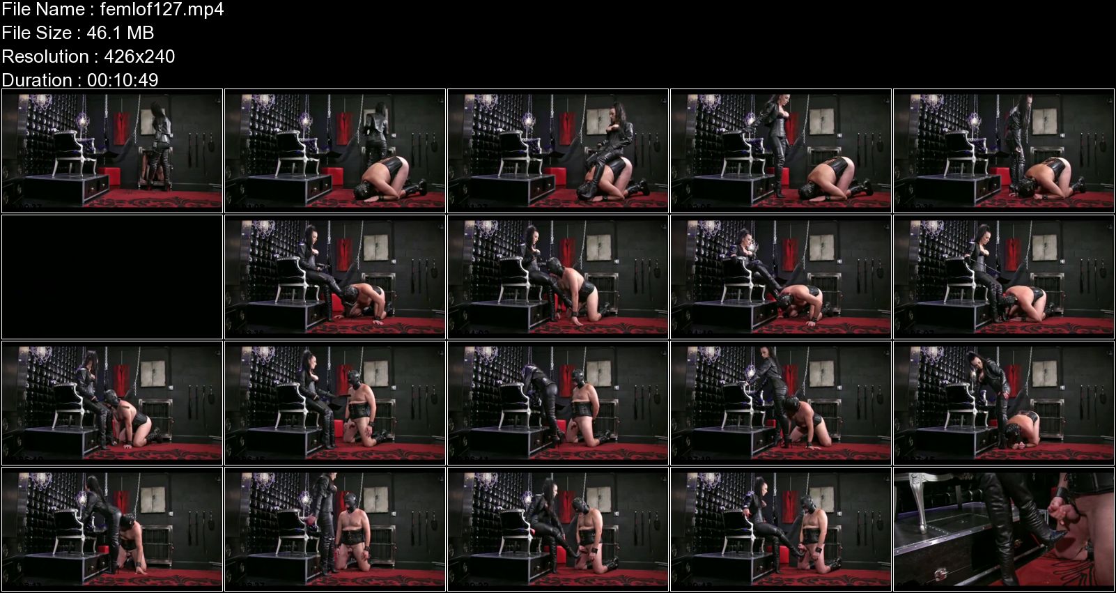 Mistress In Scene: Caged slave is let out to worship his leather clad Mistress, clean her boots and be allowed to cum on her boot - FEMDOMLOFT - LQ/240p/MP4