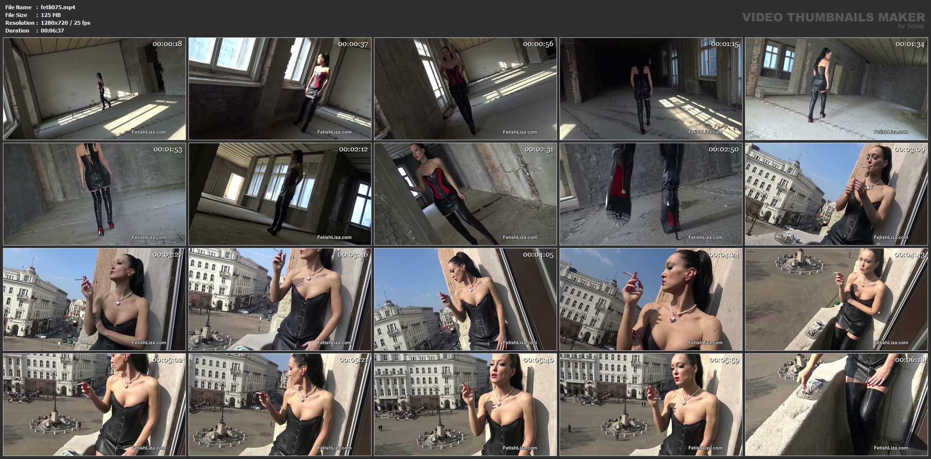 Fetish Liza In Scene: Public smoking and leather fetish - FETISHLIZA - HD/720p/MP4