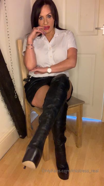 Pov No2 - Putting On My Leather Thigh High Boots   Wearing A White Shirt - MISTRESS REAL - HD/720p/MP4