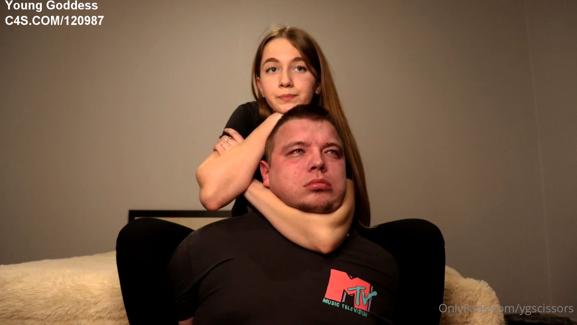 Femdom rear naked choke