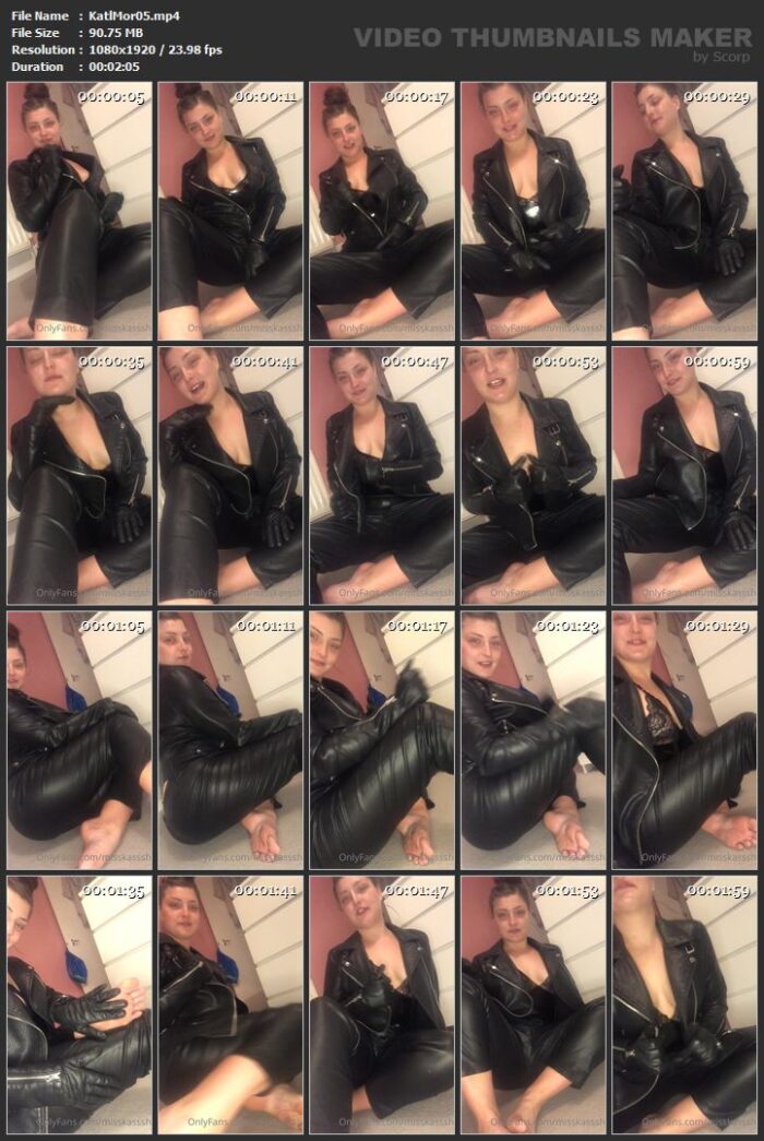 Findom Miss Kat In Scene: All Leather Including Gloves - KATLYN MOREE - FULL HD/1920p/MP4