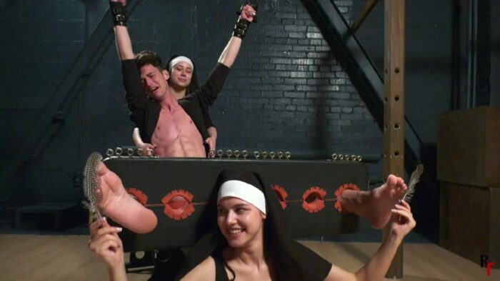 Crazy Nuns Leya And Tonya Tickle Poor Guy - RF MOVIES / RF STUDIO PRODUCTION / TICKLING IN RUSSIA - HD/720p/MP4