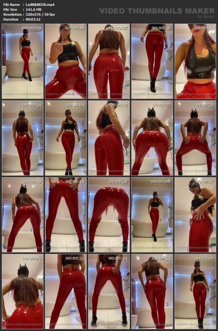 Very Sexy Video In Red Latex Leggings - LADY NIKITA - SD/576p/MP4