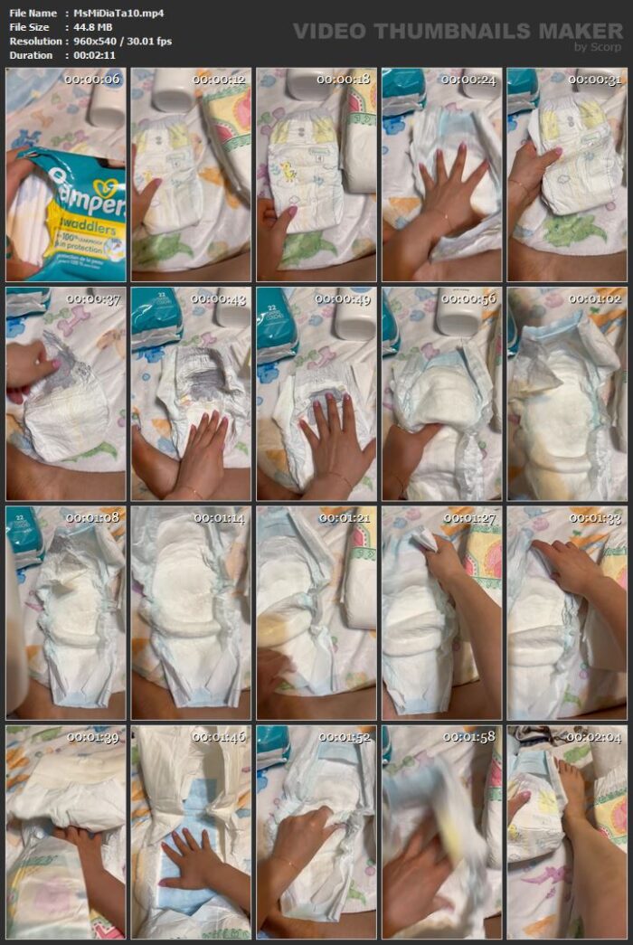 Asian Mommy, Adult Baby In Scene: Ms.Mina Compares A Pampers Baby Diaper To Adult Camelot Diaper - MS MINA DIAPER TALES - HD/960p/MP4