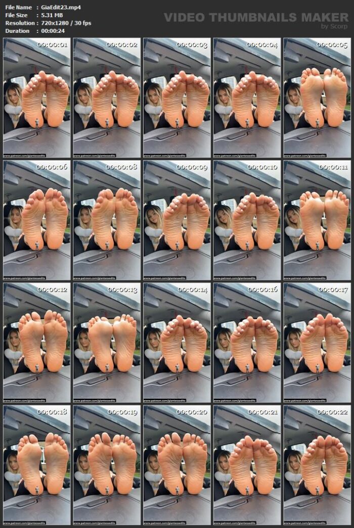 Sole Worship In Car (Short Sfx) - GIANTESS EDITS - FULL HD/1280p/MP4