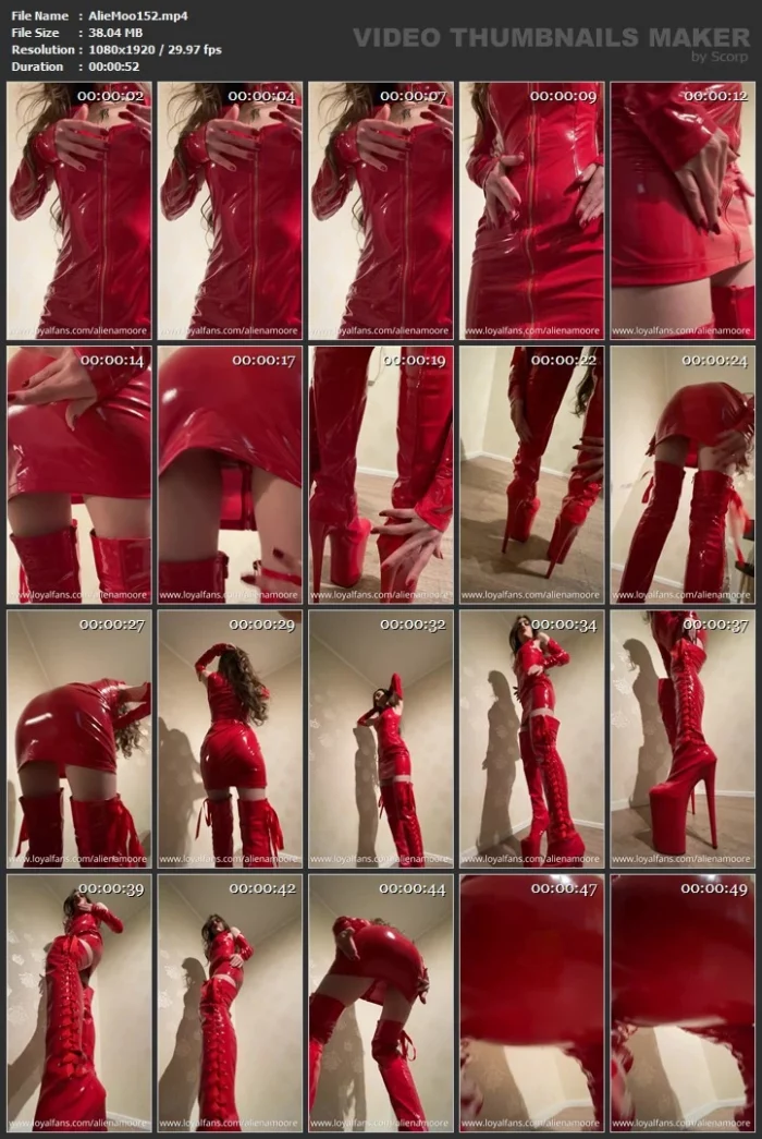 Red Shiny Outfit & Asmr - ALIENA MOORE - MP4