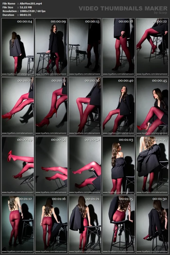 High Heels And Transparent Red Tights - ALIENA MOORE - MP4