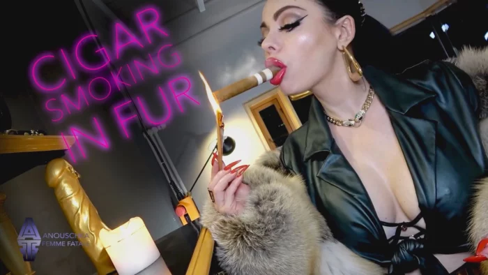 Cigar Smoking In Fur And Leather Legging - ANOUSCHKA FEMME FATALE - MP4