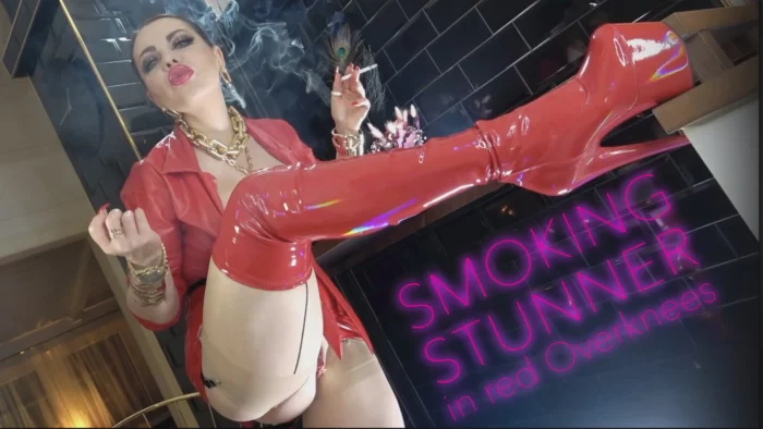 Smoking Stunner In Red Overknee Boots - ANOUSCHKA FEMME FATALE - MP4