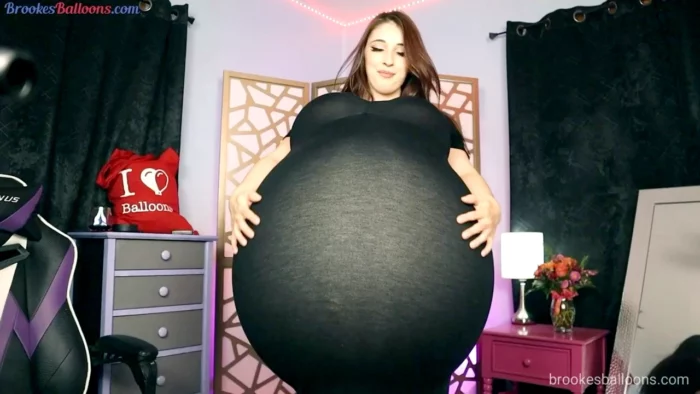 Huge Pregnant Belly Inflation In Black Dress - BROOKESBALLOONS / BENDY BROOKE - MP4