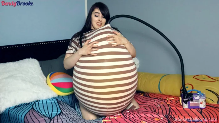 Pump To Pop In Brown And White Striped Dress - BROOKESBALLOONS / BENDY BROOKE - MP4