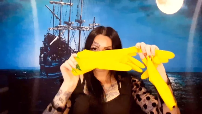 Yellow Rubber Gloves For Fisting. Do You Want To Feel Them In Yourself. Glove Fetish - DOMINATRIX NIKA - MP4