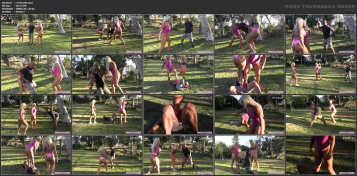 Sydney & Nadia - Muscle Barbies Ballbusting - FEMDOM FANTASIA - MP4