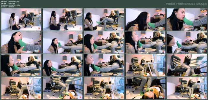 The Bitch Licks My Socks In The Office - FEMDOMSQUAD - MP4