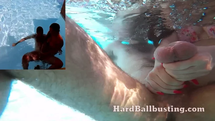 Outside Pool Lift Him By His Balls Squeezing Underwater - HARDBALLBUSTING - MP4