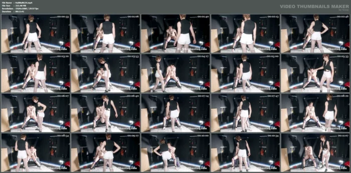 Miss Lana - Ball Kicking And Hitting While Legs Spread Tied Up View 1 - HARDBALLBUSTING - MP4