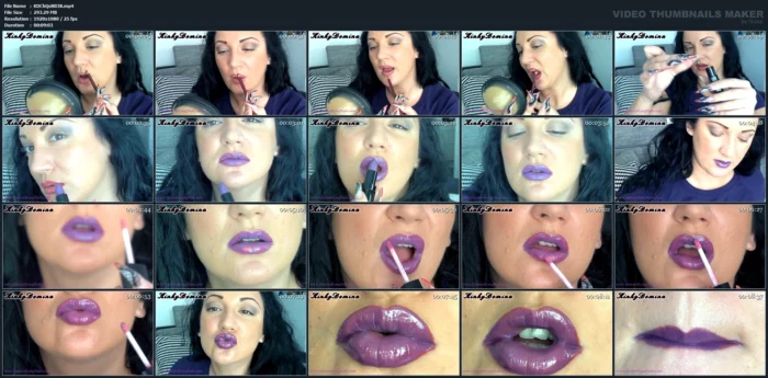 Sexy Purple Lipstick Application Tease - KINKY DOMINA CHRISTINE QUEEN OF NAILS - MP4