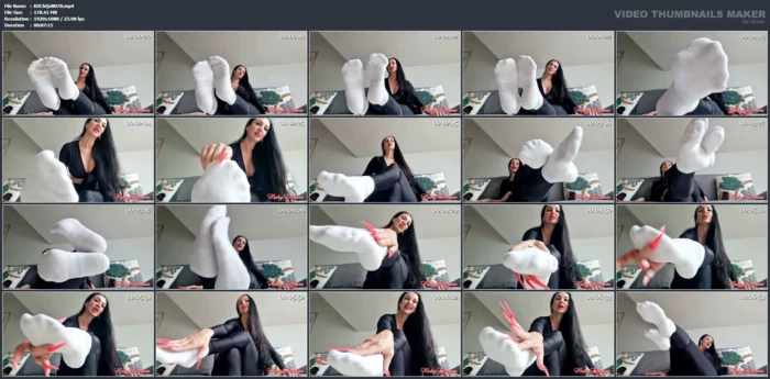 Feet In White Socks Adoration - KINKY DOMINA CHRISTINE QUEEN OF NAILS - MP4