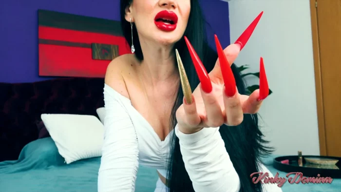 White Long Nails Goddess Red Stiletto JOI - KINKY DOMINA CHRISTINE QUEEN OF NAILS - MP4