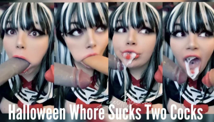 Halloween Whore Sucks Two Cocks - LEXXI BLAKK / ALEXIS BLAKK - MP4