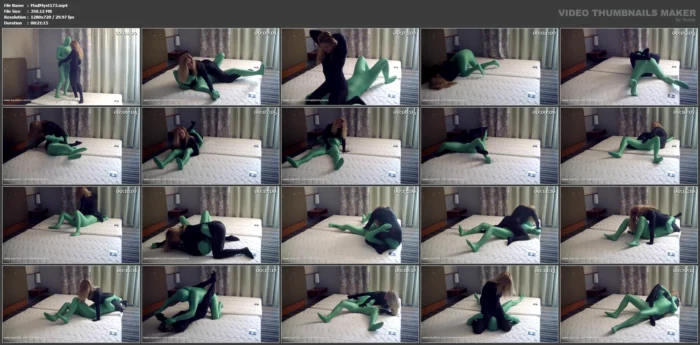 Spandex Wrestling - Black And Green Spandex Fantasy - MADAM MYSTERIA - MP4