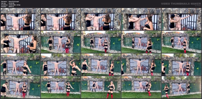 Double Dom Whipping On The Wall Outdoors - MEESTERES TIRZA / KIKI KOETSENRUIJTER / MISTRESS TIRZA - MP4