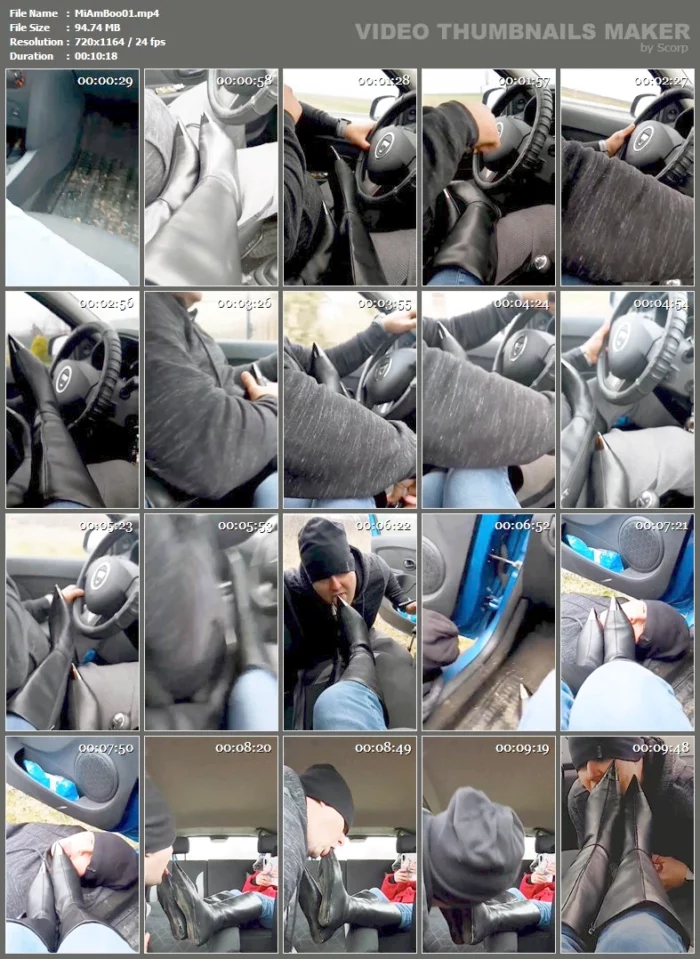 Leather Boot Licking In The Car - MISTRESS YAMMY BOOTS / MISTRESSYB - MP4