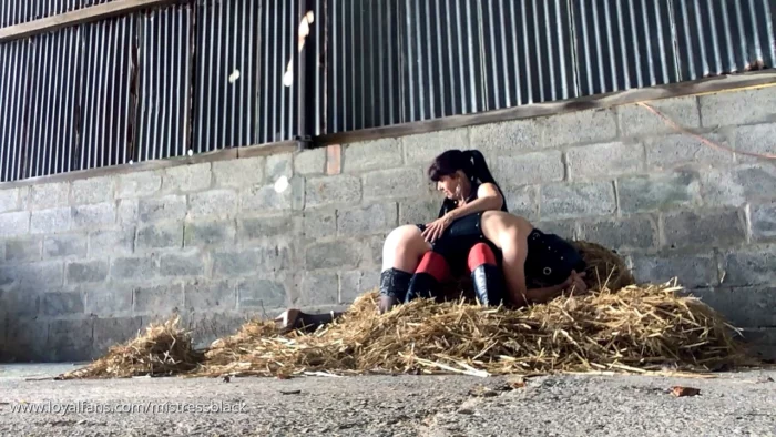 Sissy Has Otk Spanking In The Straw Barn - MISTRESS BLACK - MP4