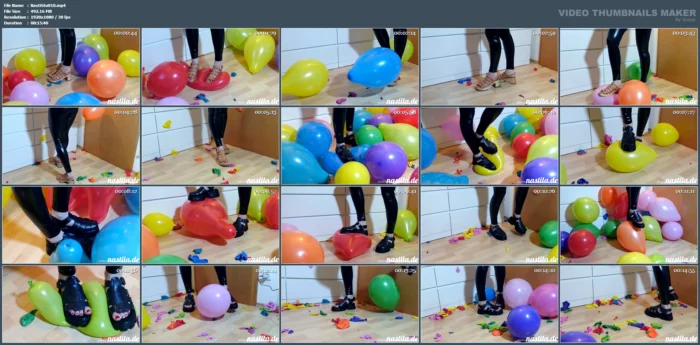 Stomp Popping 60 Balloons With Sandals Part 2 - NASTILA STUDIO - MP4