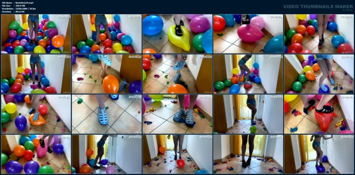 Stomp Popping 60 Balloons With Sandals Part 5 - NASTILA STUDIO - MP4