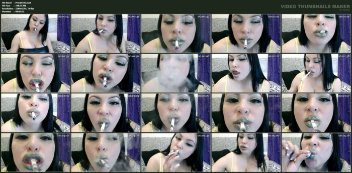 Green Lipstick Close Up Face Smoking - PRINCESSDI / ANGELINA SKYY / GODDESS DIVINA - MP4