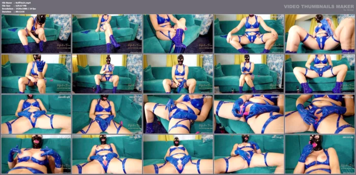 Blue Lingerie - Blue Latex Gloves - Pink Vibrator - REFLECTIVE TINA - MP4