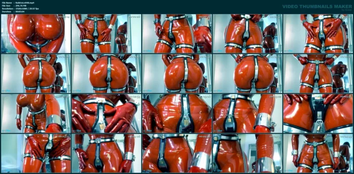 Red Rubber Chastity Belt - RUBBERDOLL EMMA LEE - MP4