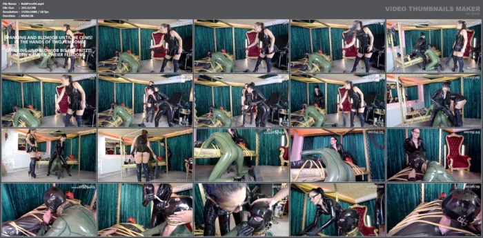 Spanking And Blowjob Until He Cums In The Hands Of Two Femdoms - Lady Blackdiamoond, Lady Lexi - RUBBER PERVS - MP4