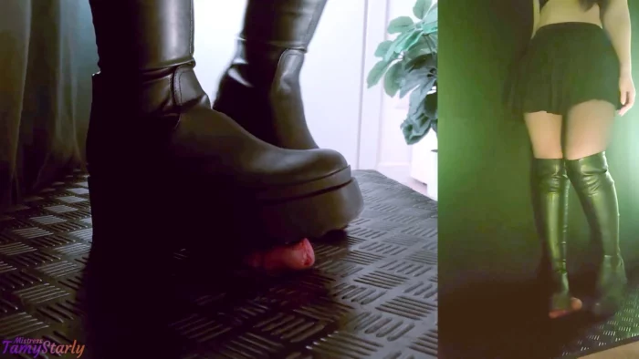 Crushing Your Cock On The Dance Floor In Platform Boots - TAMYSTARLY CBT AND BOOTJOBS - MP4