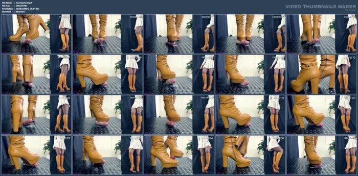 Leather Soft Bootjob In Brown Boots - TAMYSTARLY CBT AND BOOTJOBS - MP4