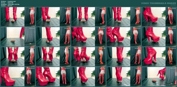 Painfully Crushed By An Angry Mistress In Thigh Red High Heels, Double Orgasm, Post Orgasm Busting - TAMYSTARLY CBT AND BOOTJOBS - MP4