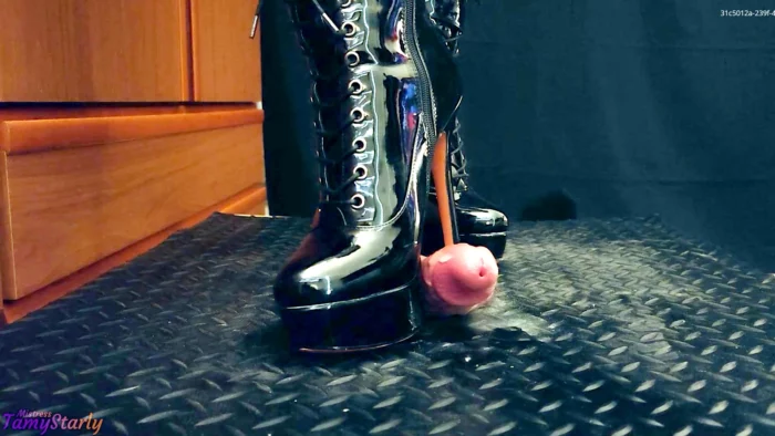 Cock & Balls Hard Crush In Sexy High Heels - TAMYSTARLY CBT AND BOOTJOBS - MP4