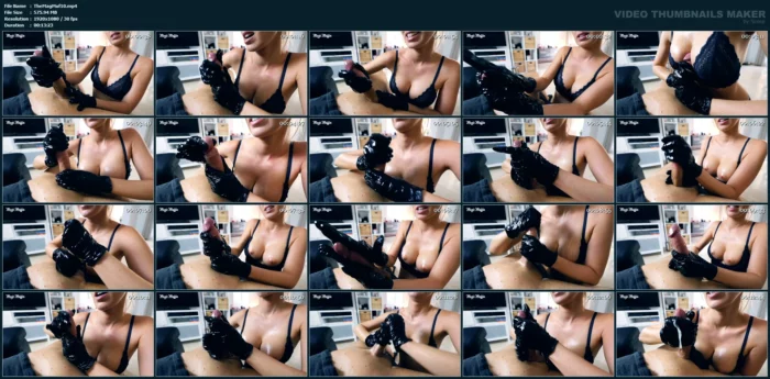 Big Boobs Teen Jerks Big Cock With Black Gloves - Teasing Handjob - THEMAGICMUFFIN / LEONIE PUR - MP4