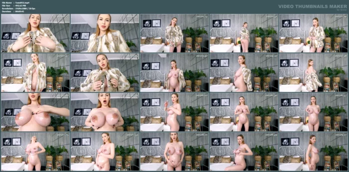 Fur Coat And Oily Pregnant Body - TONNIA TAYLOR - MP4