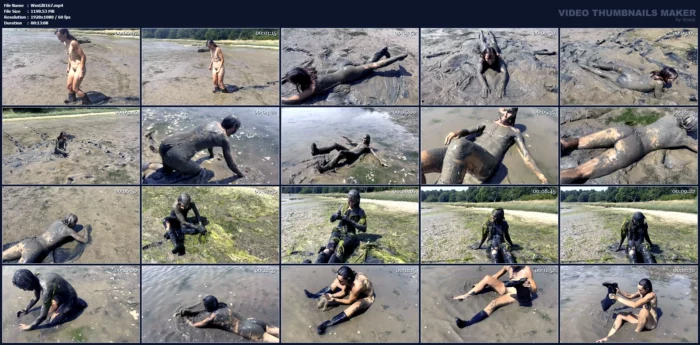 Estuary Mud Girl Playing In The Nude - WAMGIRLX - MP4