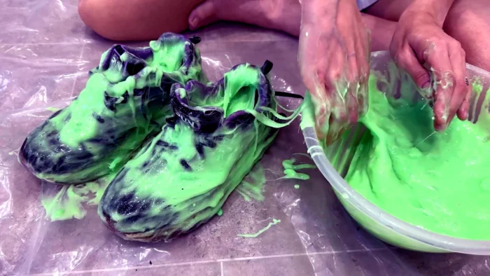 Trashing Sneakers (Trainers) With Super Sticky Slime - WAMGIRLX - MP4