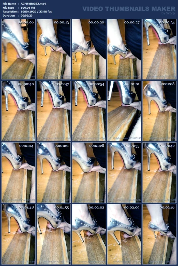 Silver Spike Stilettos Squash Out His Cum! - ACM FEET & HEELS - MP4