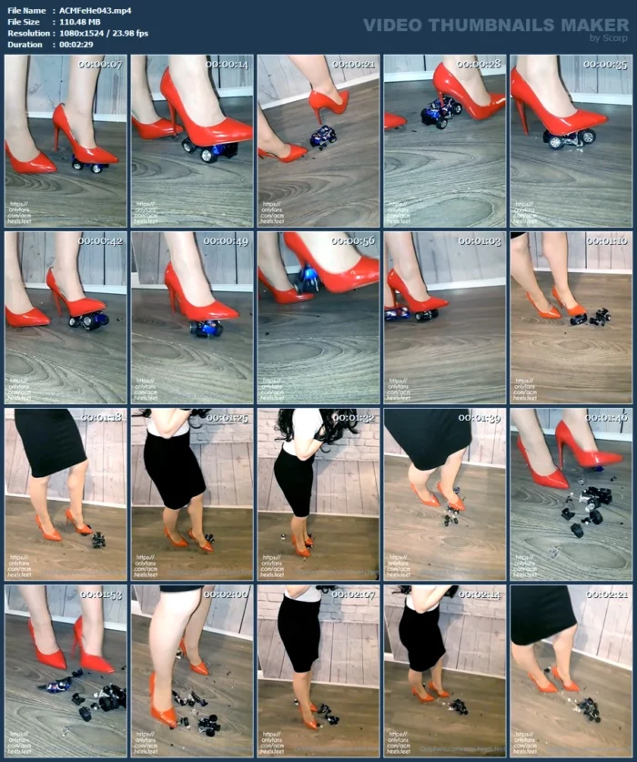 Secretary Red Stiletto Heels Car Crush - ACM FEET & HEELS - MP4