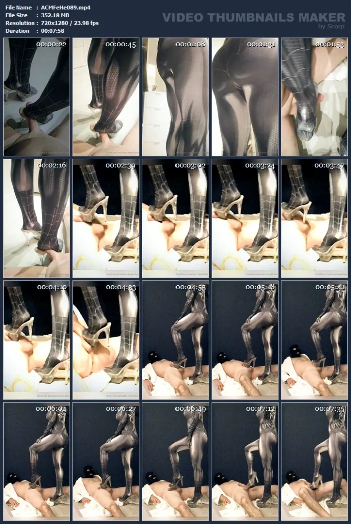 Spiderwoman Traps The Villain's Small Cock Under Her Shoe To Show Exactly Who Has Control! - ACM FEET & HEELS - MP4