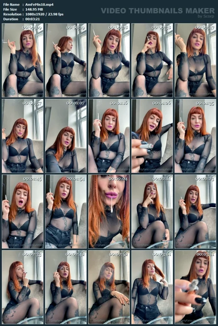 Sexy Smoking Fetish In Nylon Pink Lips - Speaking Sanish & English - AMERICA FETISH MISTRESS BDSM - MP4