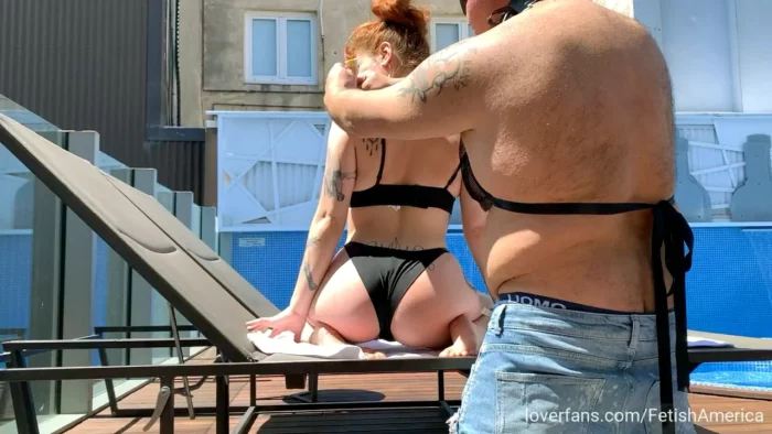 My Slave Worships And Massages My Body And Feet In The Pool - AMERICA FETISH MISTRESS BDSM - MP4
