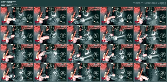 Femdom Bondage Handjob In Latex Gloves. Huge Cumshot For The Occult Mistress - CLOSE UP EXTREME - MP4