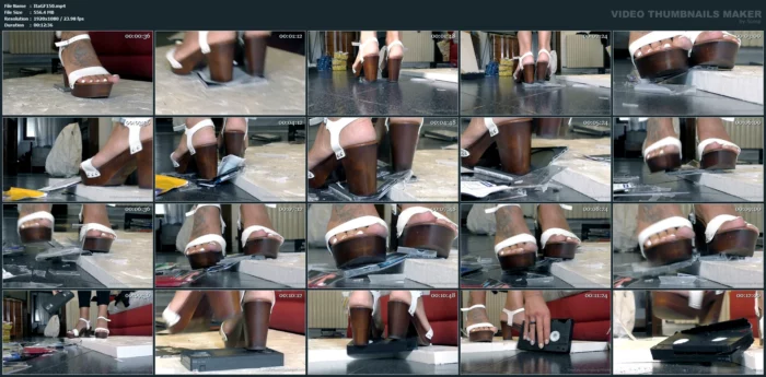 Cd Case And Vhs Smashing In Wooden Platform Shoes - ITALIAN GIRLFRIEND / AMATORIAL CRUSH CUPS - MP4