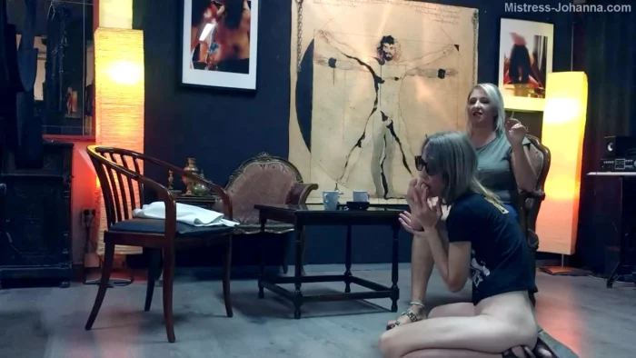 A Girl Sucks My Feet, While I Take A Coffee! Part 1 - MISTRESS JOHANNA MADRID - MP4